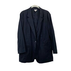 J. Jill linen blend black unlined‎ blazer jacket Sz M lagenlook